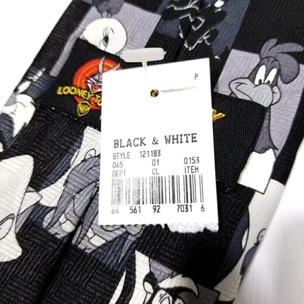 VTG NWT Looney Tunes Monochrome Neck Tie